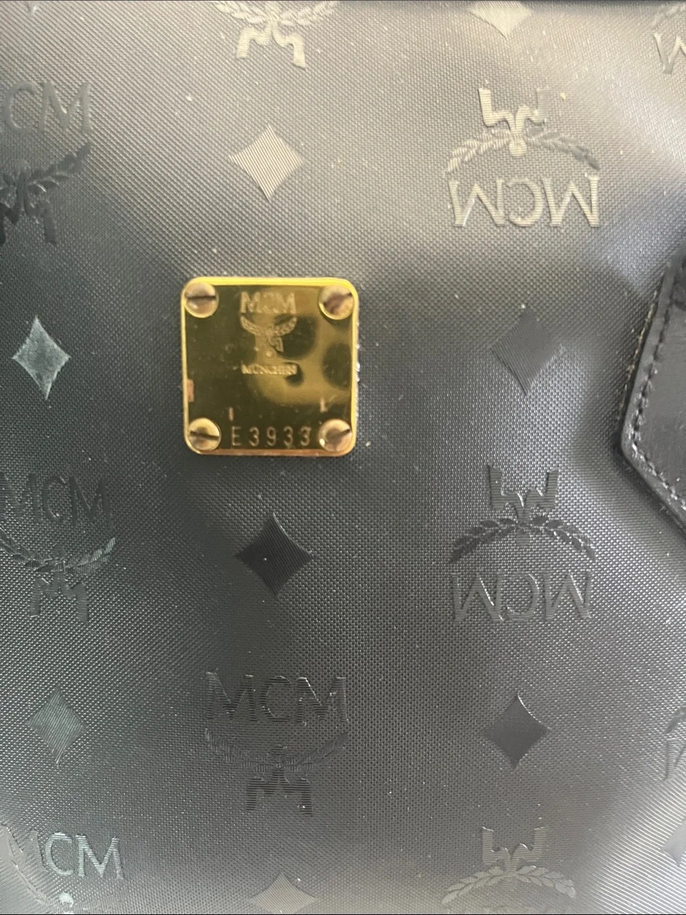 MCM Black Satchel with Gold Hardware